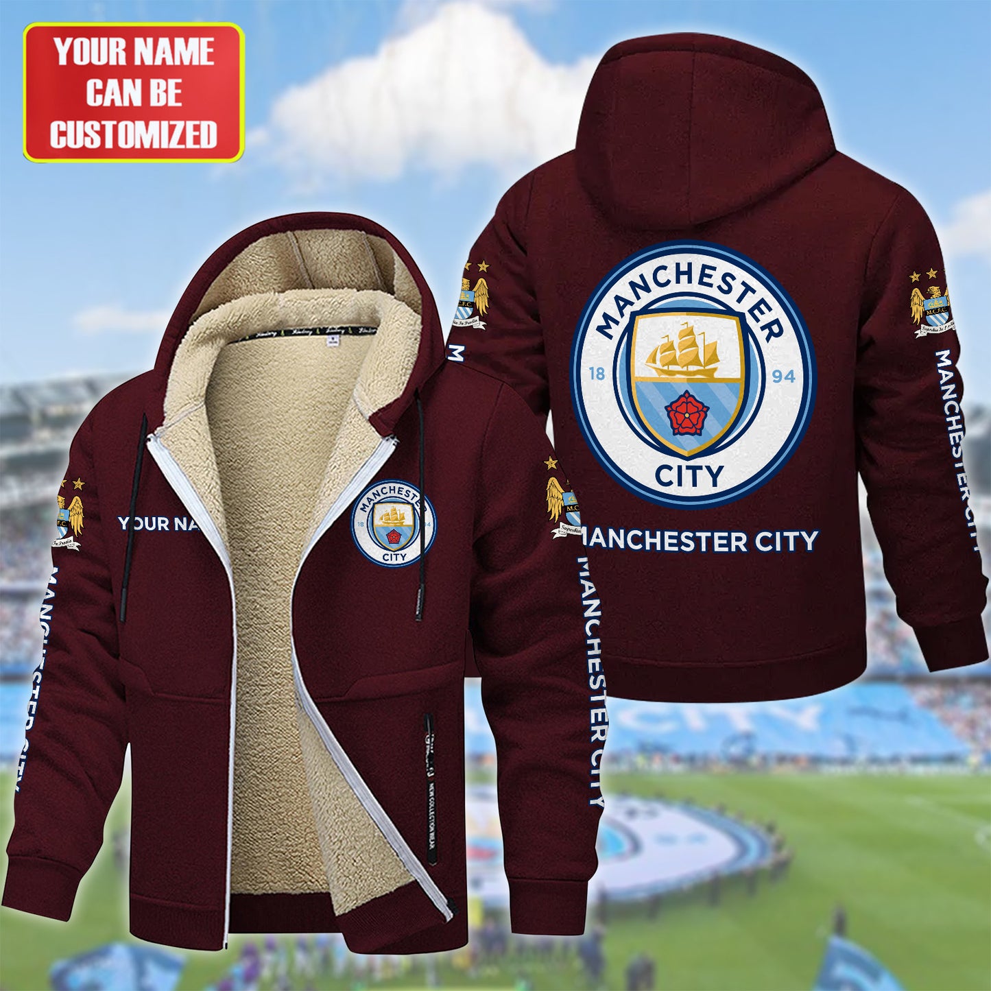 Personalized Manchester City Fleece 3D Unisex Hooded Jacket