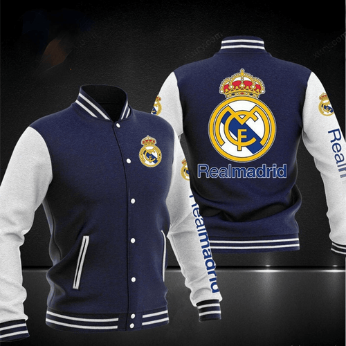 Real Madrid Dark Grey Baseball Jacket