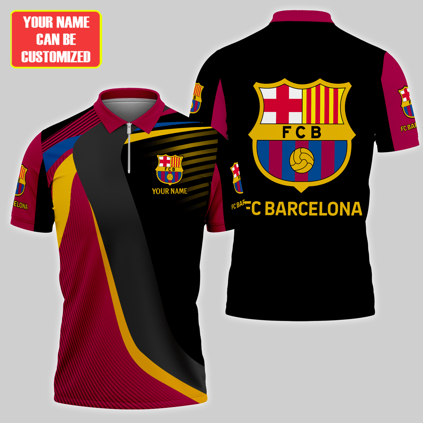 Personalized Barça V2 3D Full Printing Set , Barça Shirt , Zipper Polo, Hoodie , Short , Polo ,hawaii