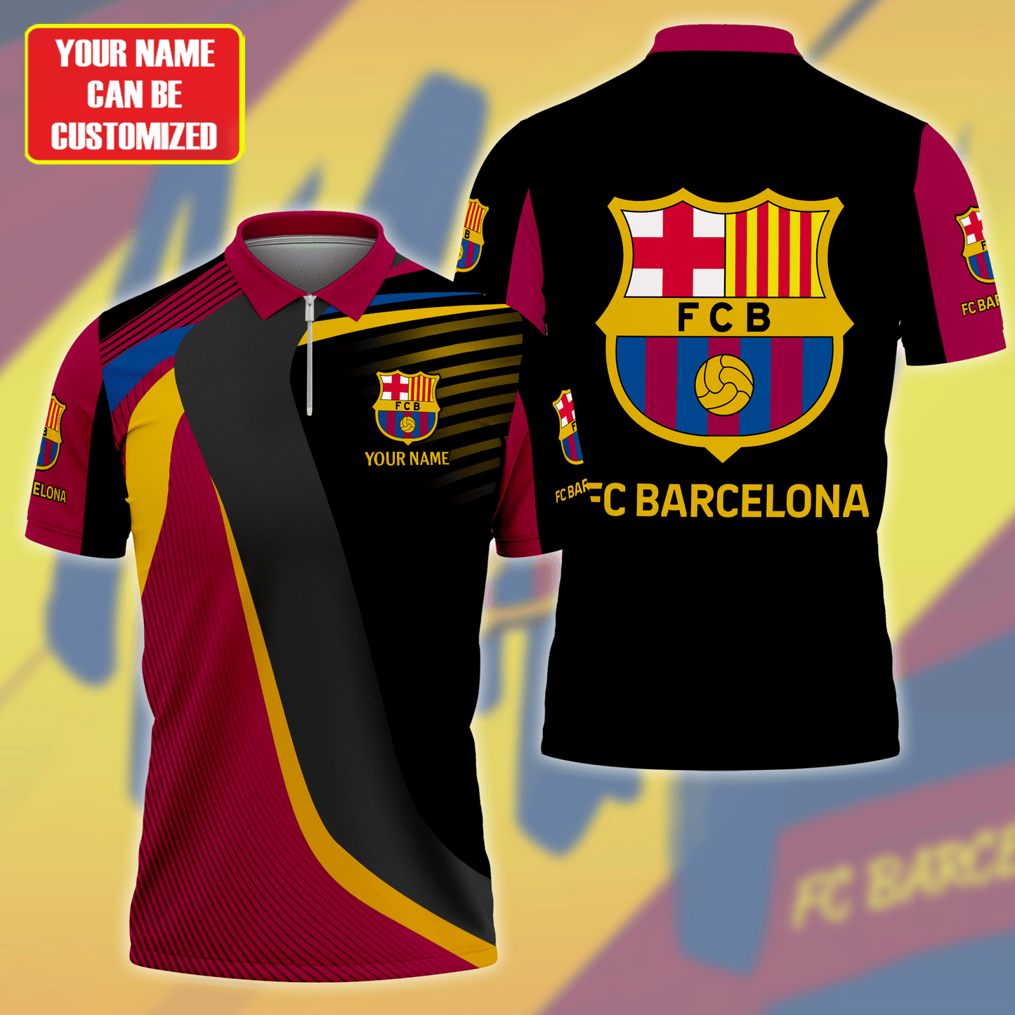 Personalized Barça V2 3D Full Printing Set , Barça Shirt , Zipper Polo, Hoodie , Short , Polo ,hawaii