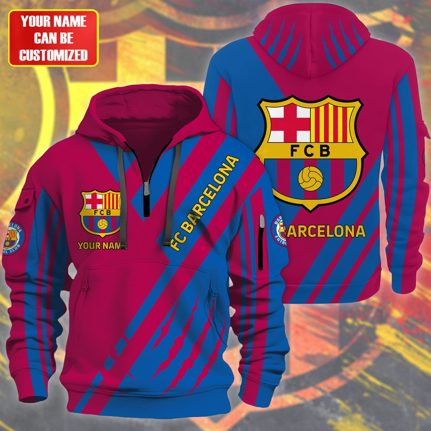 Personalized Barcelona 3D Zip-Hoodie Cotton Jacket V2