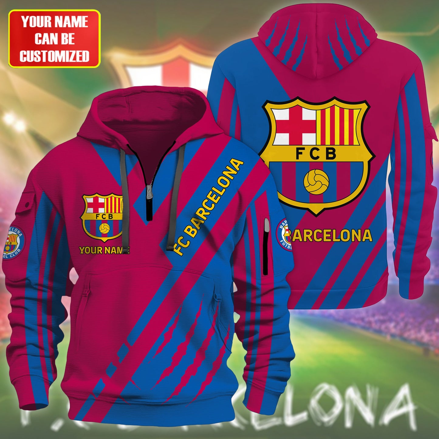 Personalized Barcelona 3D Zip-Hoodie Cotton Jacket V2