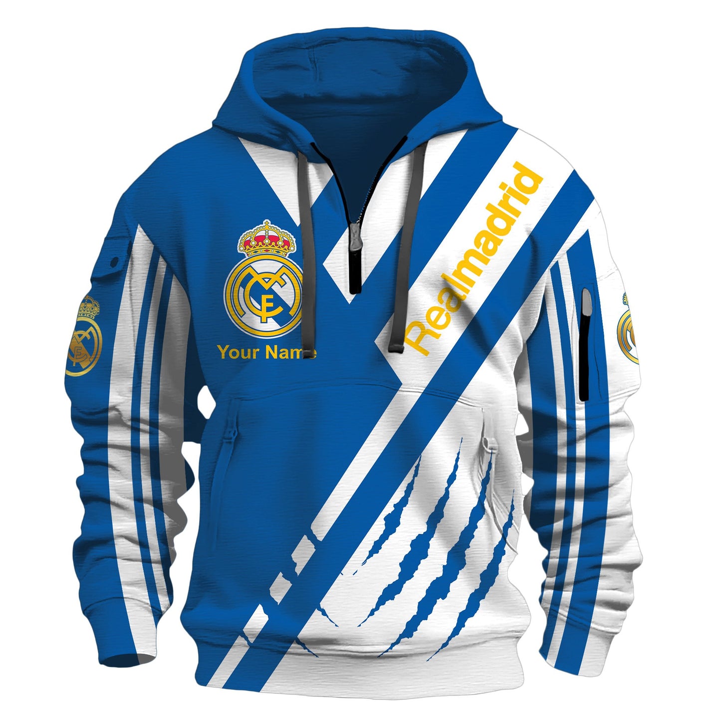 Personalized Real Madrid 3D Zip-Hoodie Cotton Jacket V2