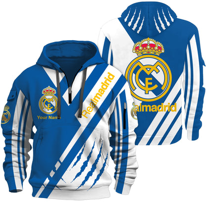 Personalized Real Madrid 3D Zip-Hoodie Cotton Jacket V2