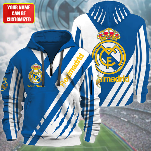 Personalized Real Madrid 3D Zip-Hoodie Cotton Jacket V2