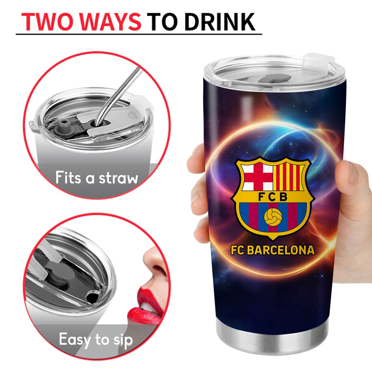 Personalized Barcelona Stainless Tumbler 20oz 30oz Cup