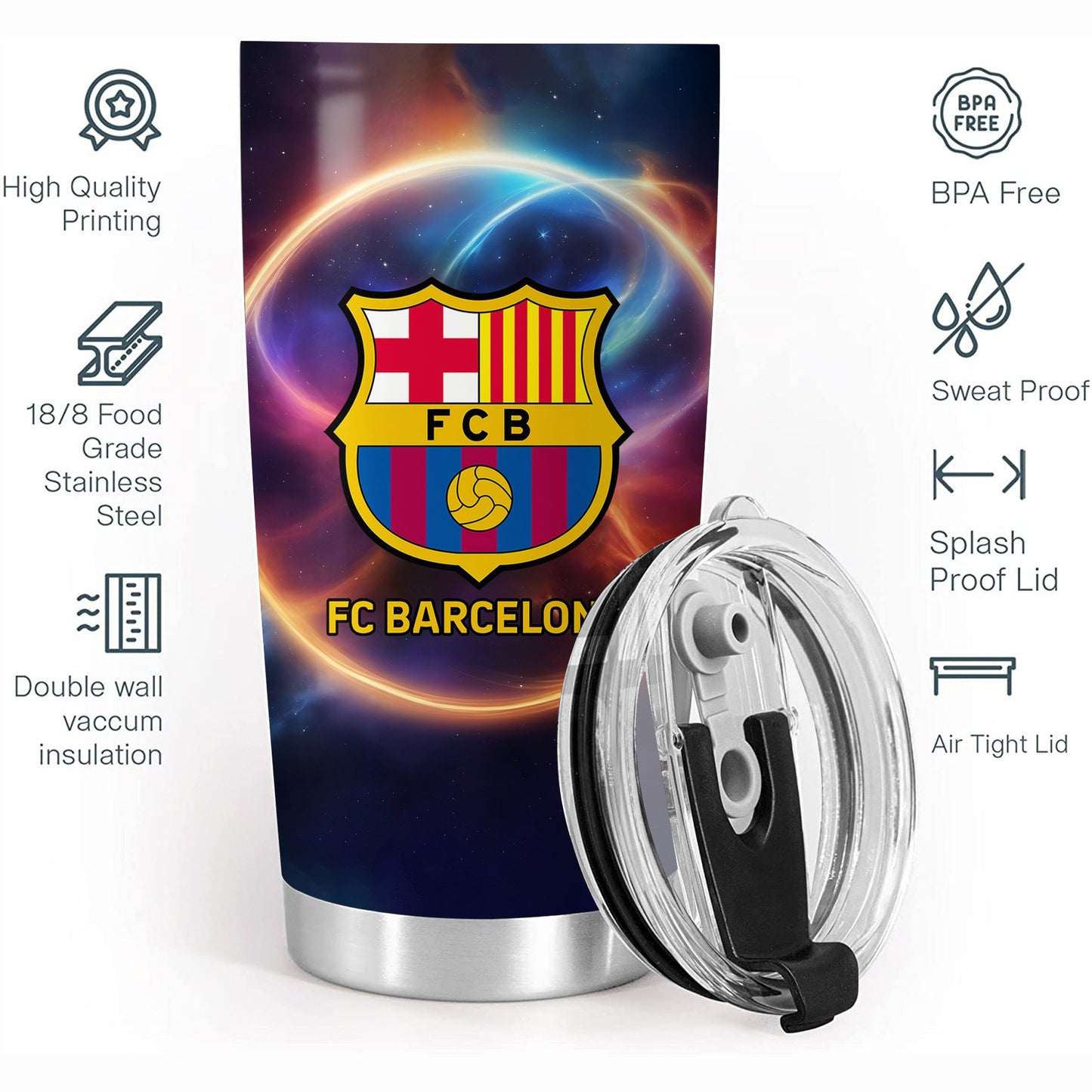 Personalized Barcelona Stainless Tumbler 20oz 30oz Cup