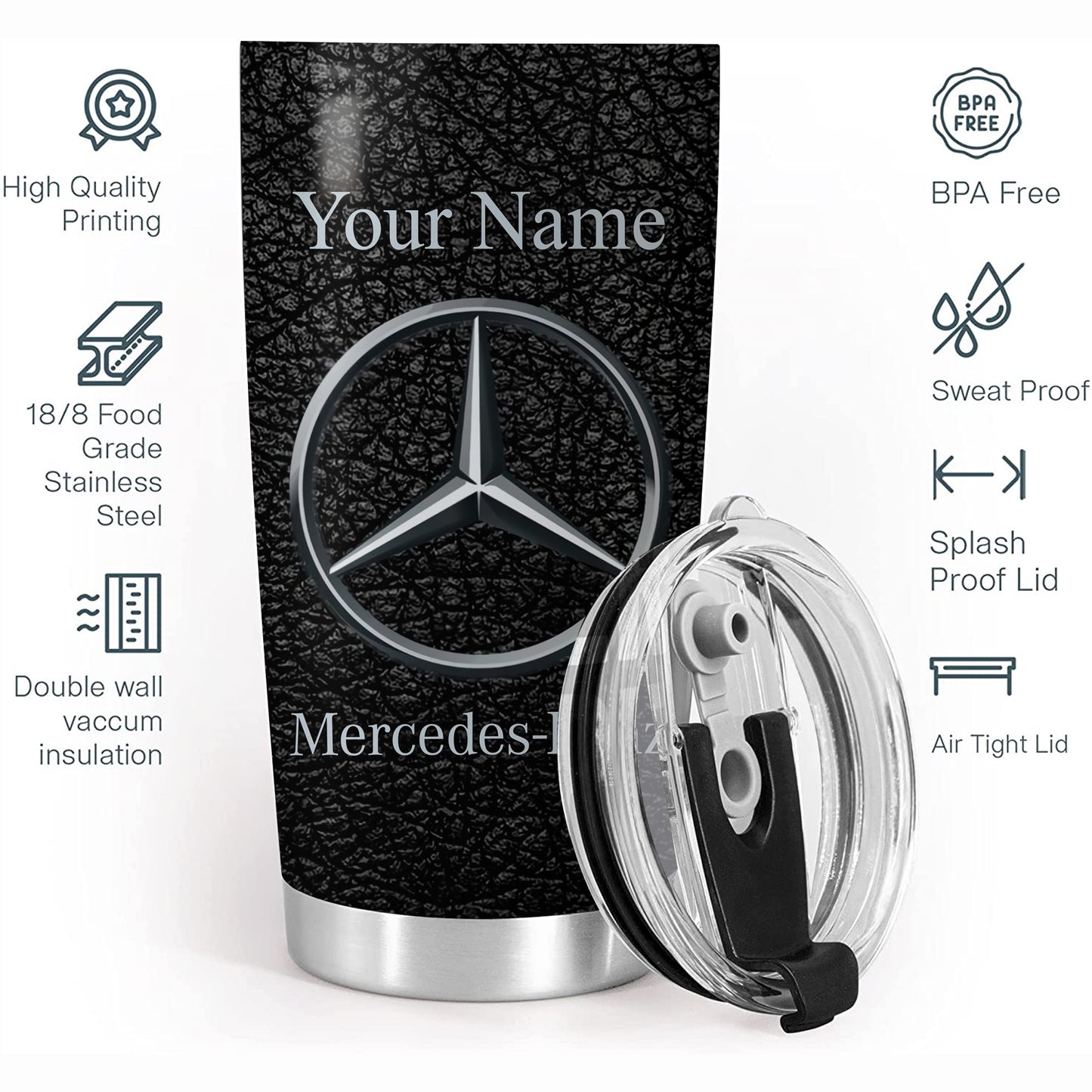 Personalized Merc Leather Stainless Tumbler 20oz 30oz Cup