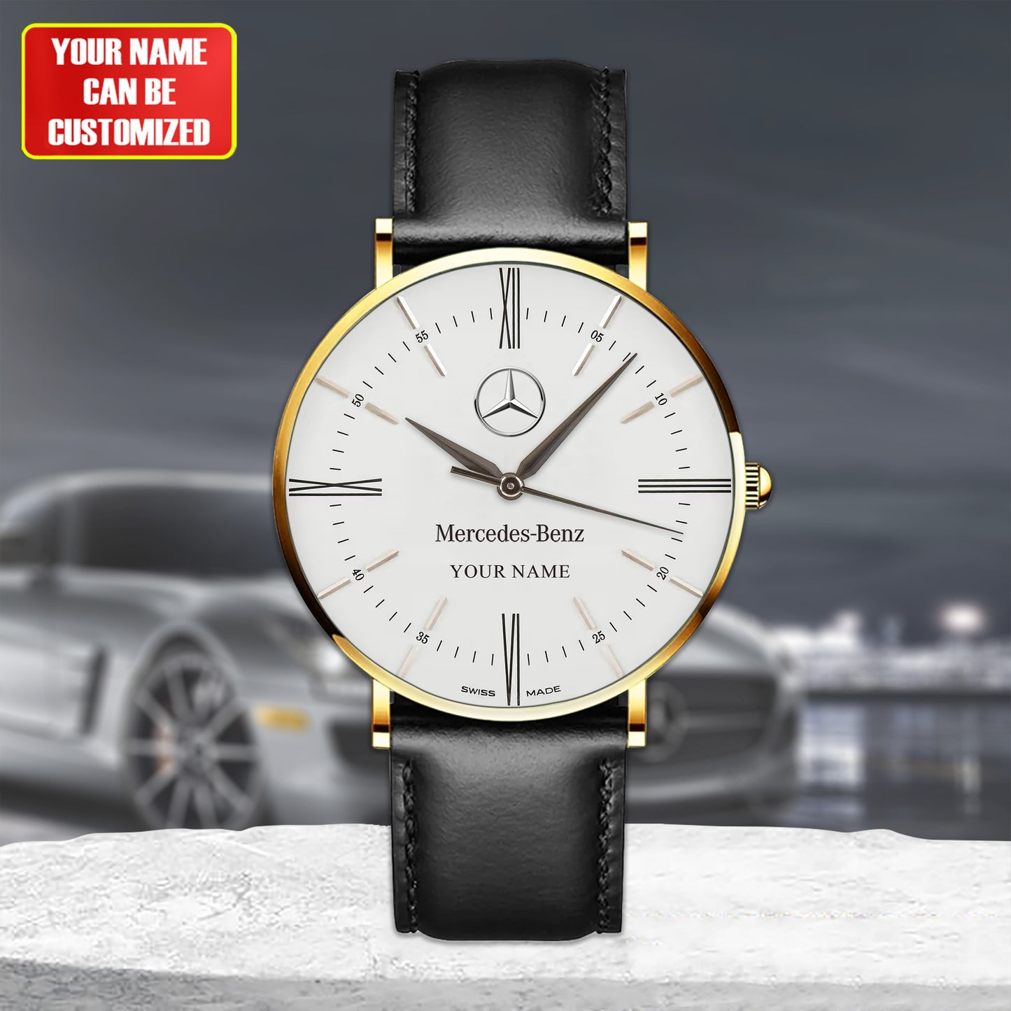 Personalized Merc Cellini Quartz Leather Watch