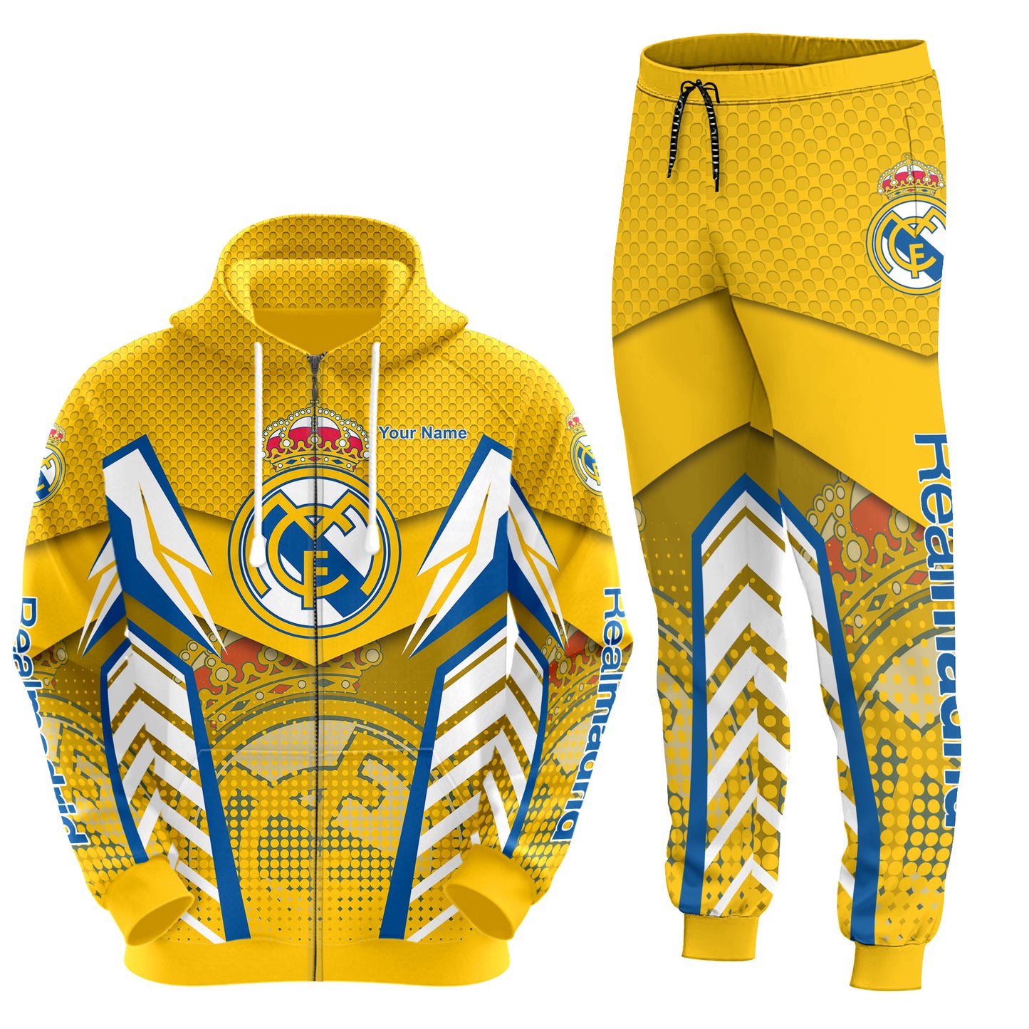 Personalized Real Madrid Q5 3D All over Printed Hoodie and Sweatpants set