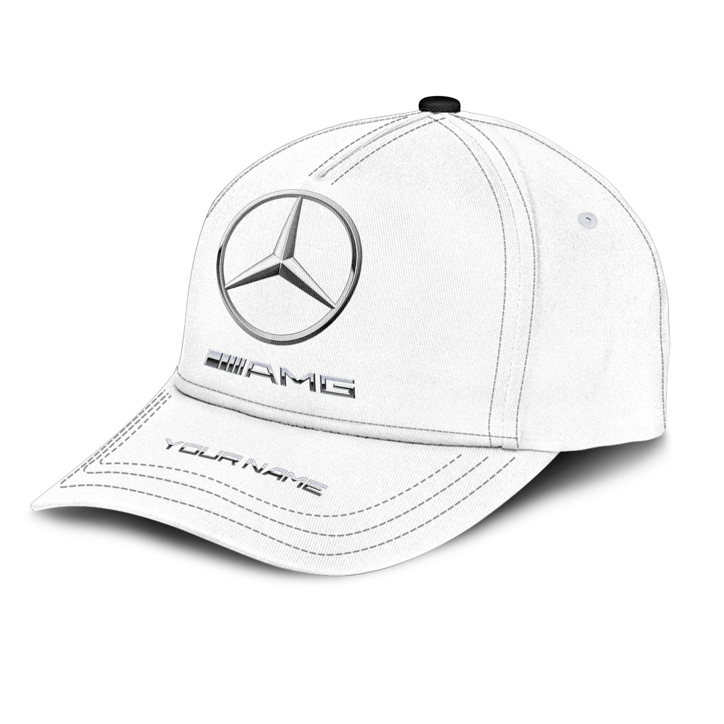 Personalized Name Mercedes AMG Classic White Cap