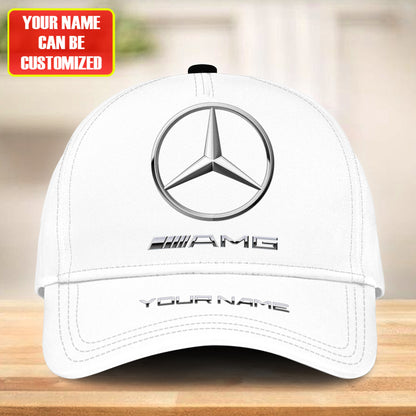 Personalized Name Mercedes AMG Classic White Cap
