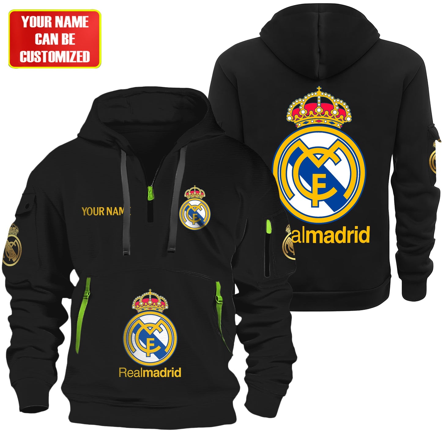Personalized Real Madrid Zip-Hoodie Cotton Jacket V2