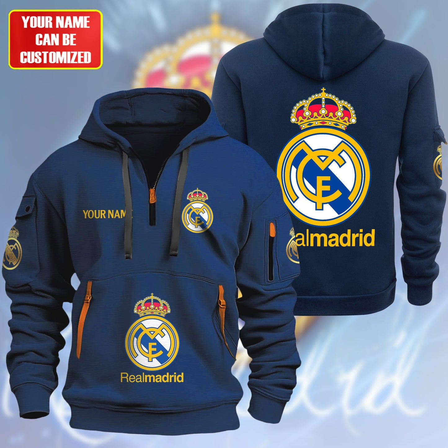 Personalized Real Madrid Zip-Hoodie Cotton Jacket V2