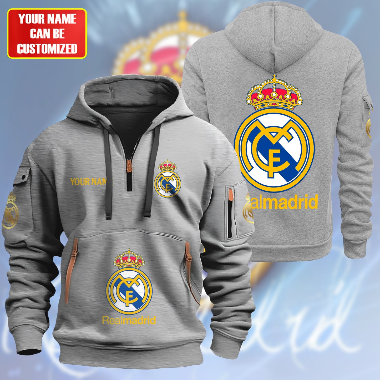 Personalized Real Madrid Zip-Hoodie Cotton Jacket V2