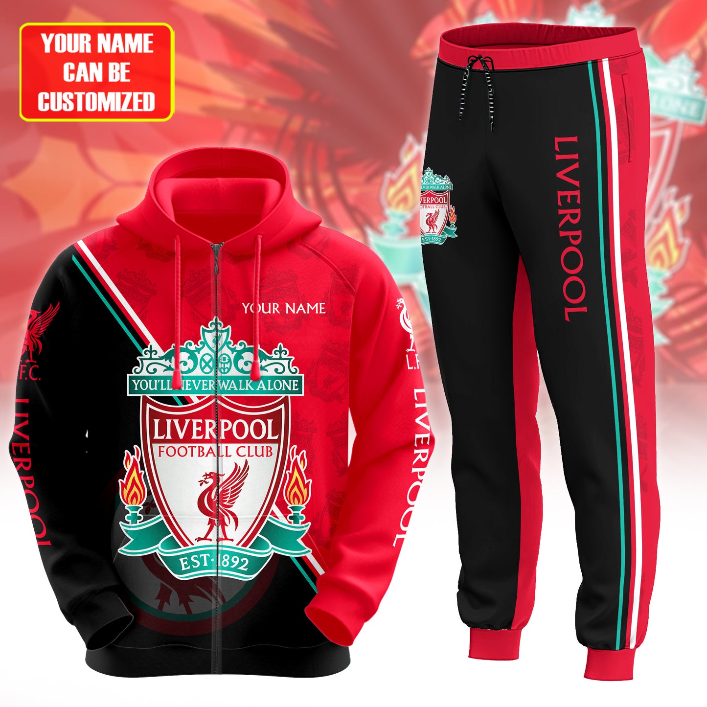 Personalized Liverpool Q4 3D All over Printed Hoodie and Sweatpants set
