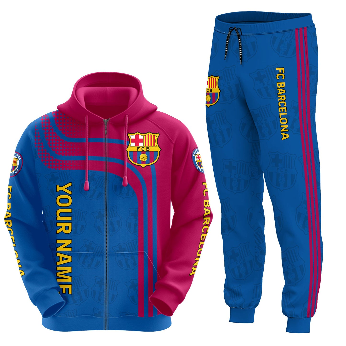 Personalized Barça Q5 3D All over Printed Hoodie and Sweatpants set