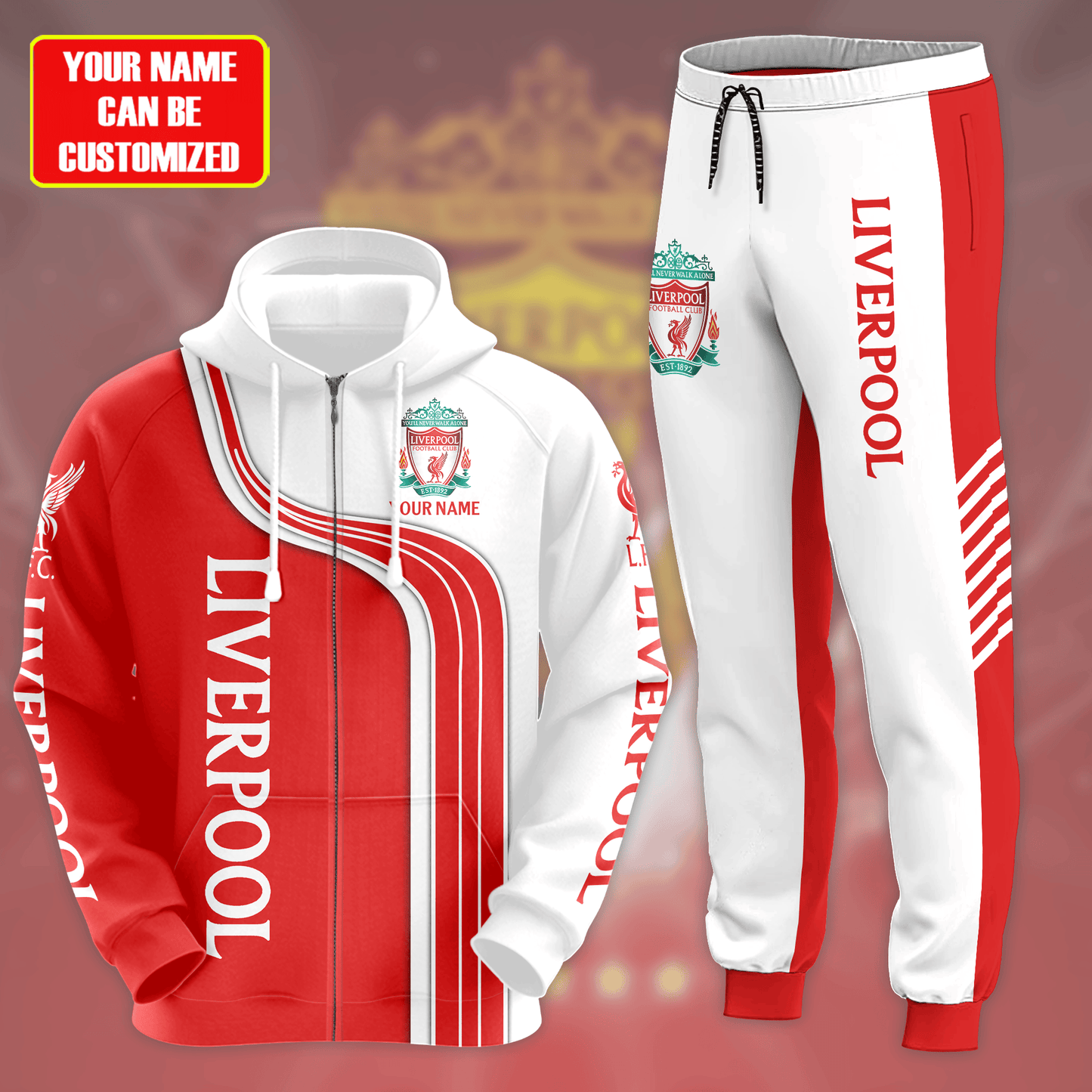 Personalized Liverpool 3D All over Printed Hoodie and Sweatpants set V2