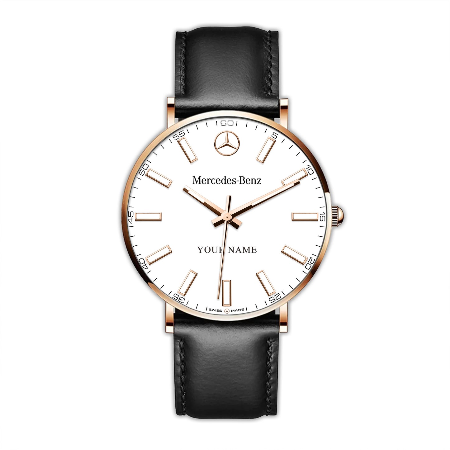 Personalized Merc DayDate Quartz Leather Watch