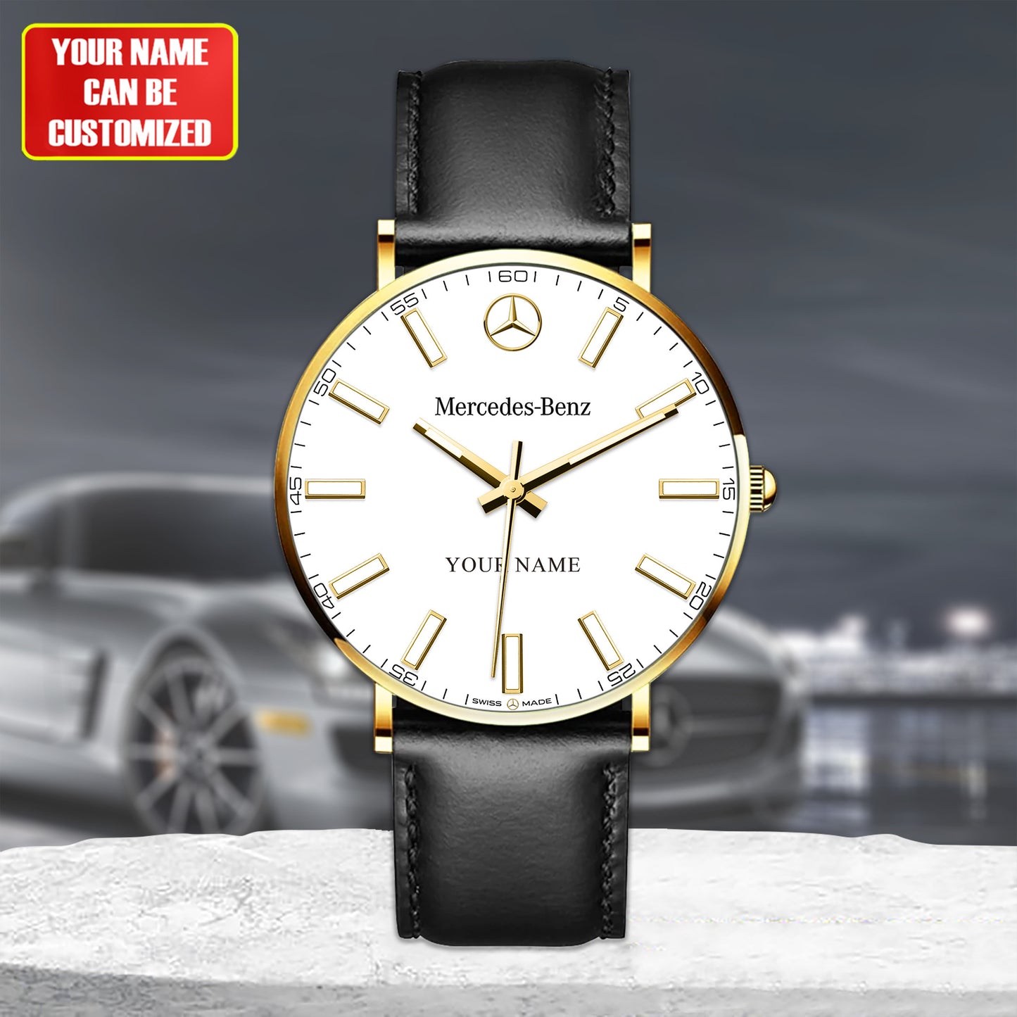 Personalized Merc DayDate Quartz Leather Watch