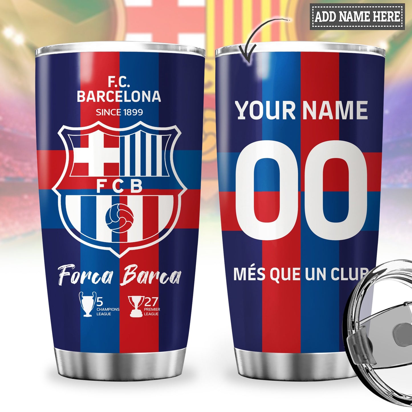 Personalized Barcelona FC V5 Stainless Tumbler 20oz 30oz Cup
