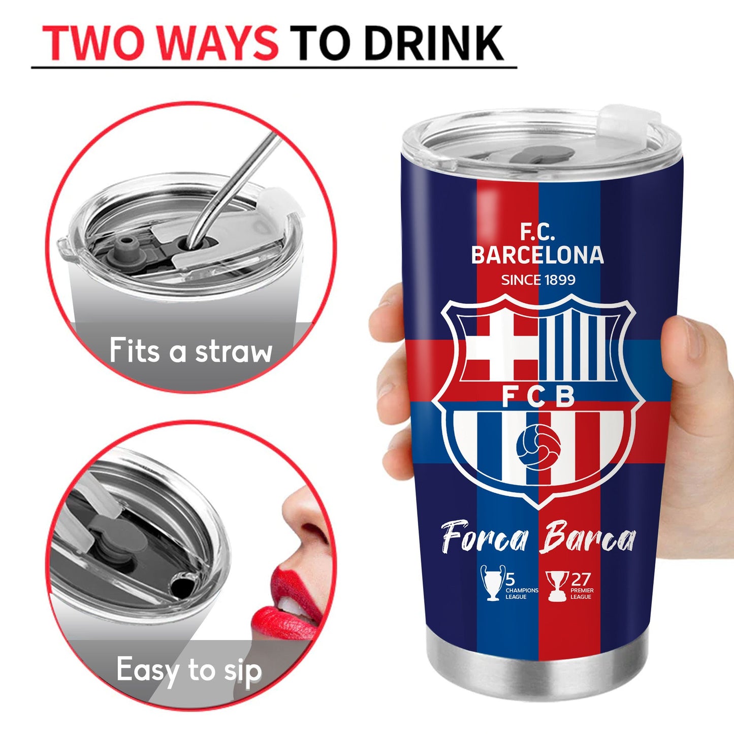 Personalized Barcelona FC V5 Stainless Tumbler 20oz 30oz Cup