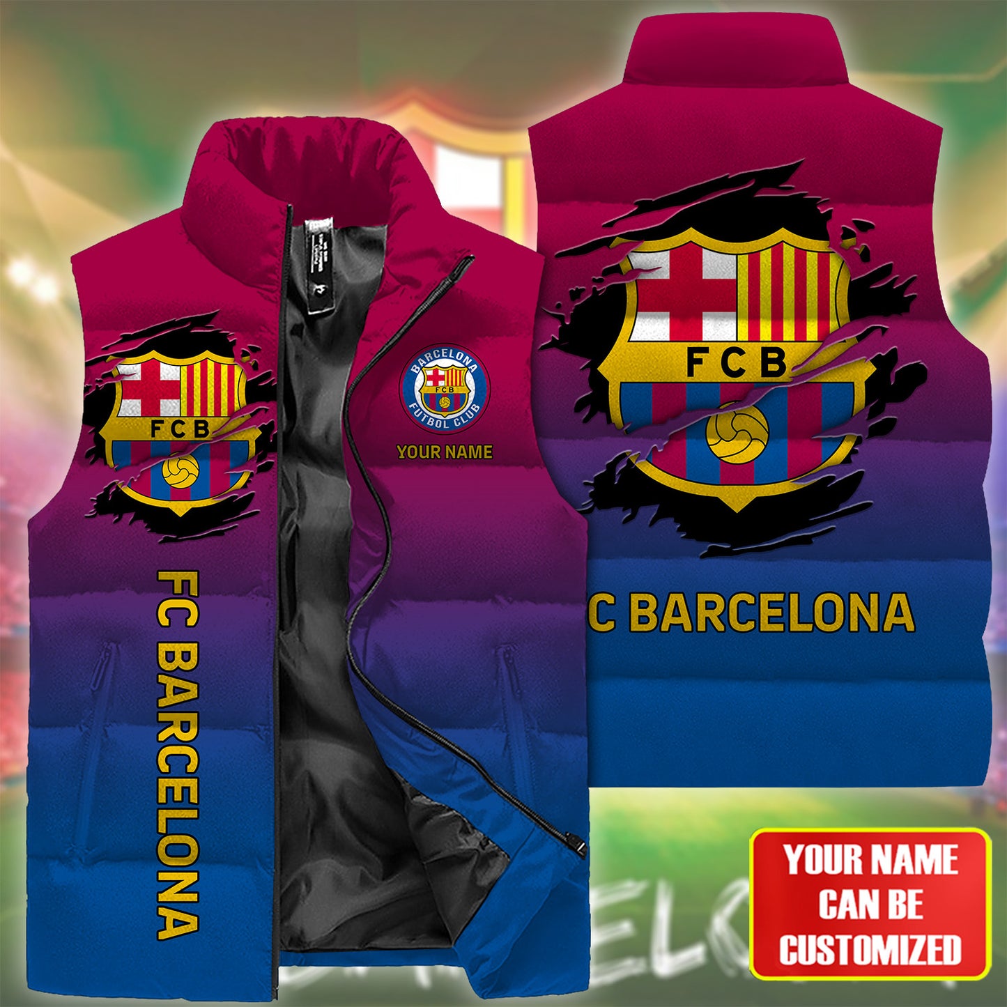 Barcelona FC Sleeveless Windproof Puffer Jacket 3D