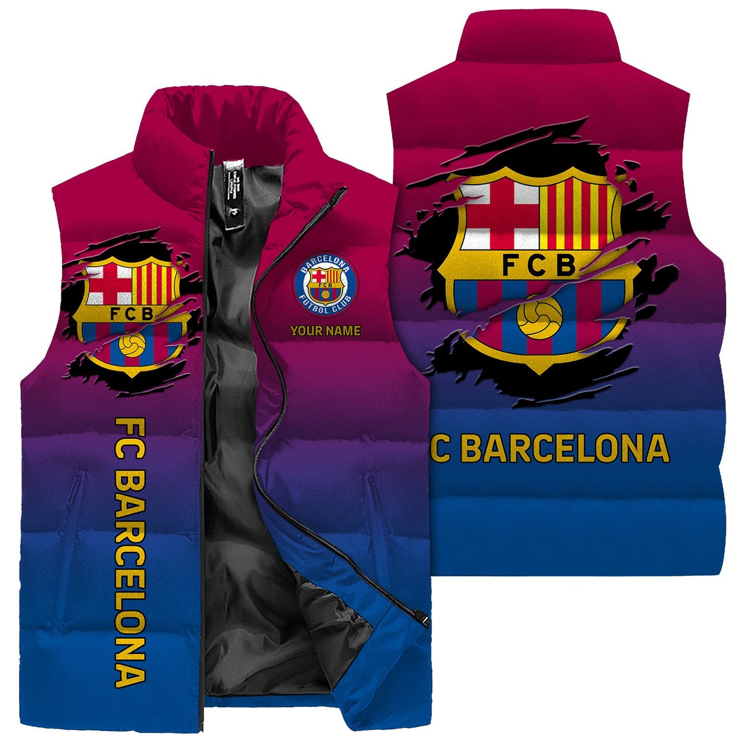 Barcelona FC Sleeveless Windproof Puffer Jacket 3D