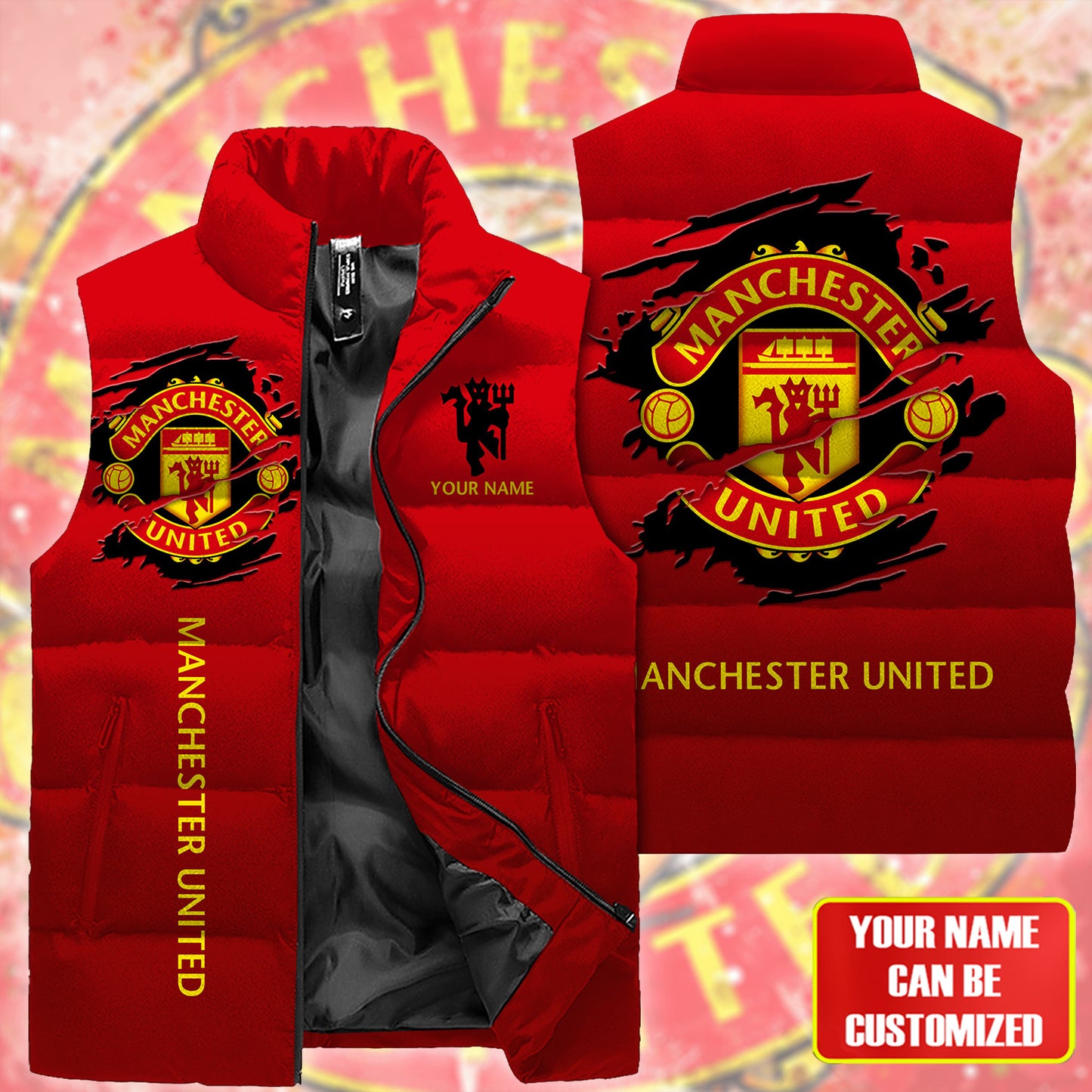 Manchester United Sleeveless Windproof Puffer Jacket 3D