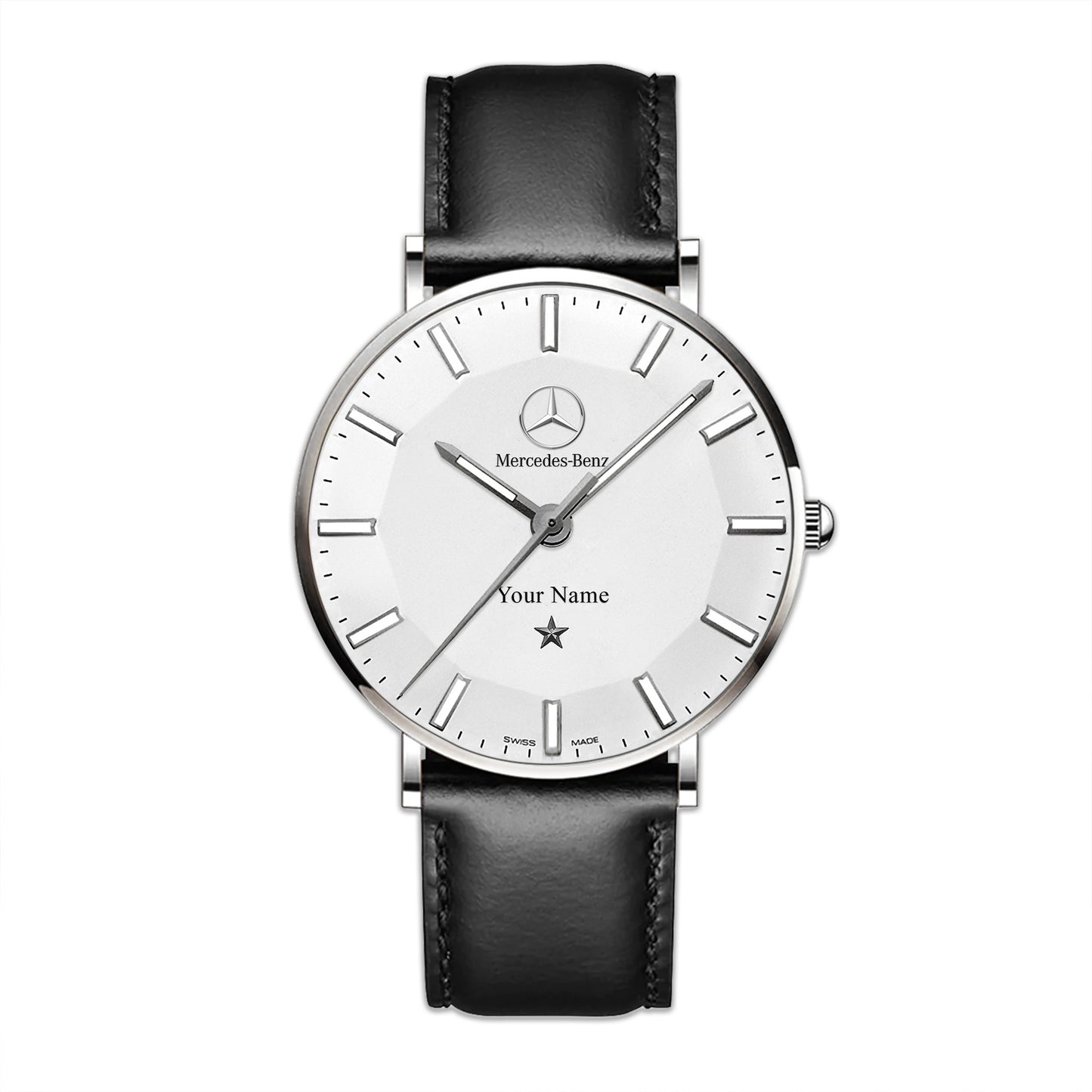 Personalized Merc Omega Quartz Leather Watch