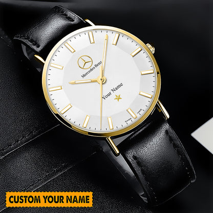 Personalized Merc Omega Quartz Leather Watch