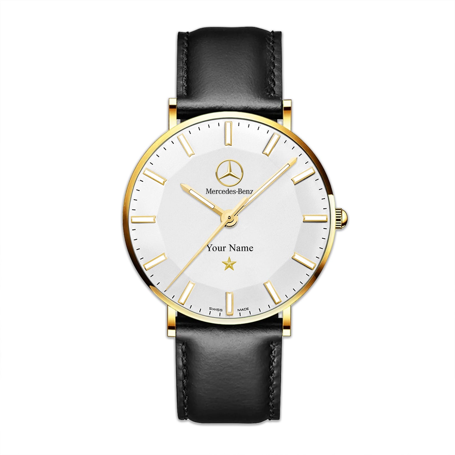 Personalized Merc Omega Quartz Leather Watch