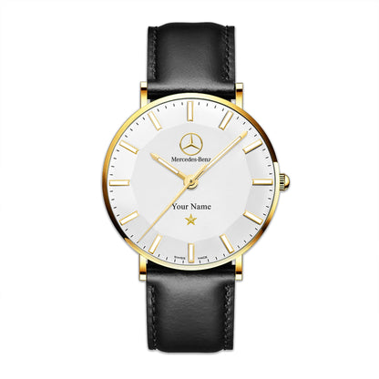 Personalized Merc Omega Quartz Leather Watch