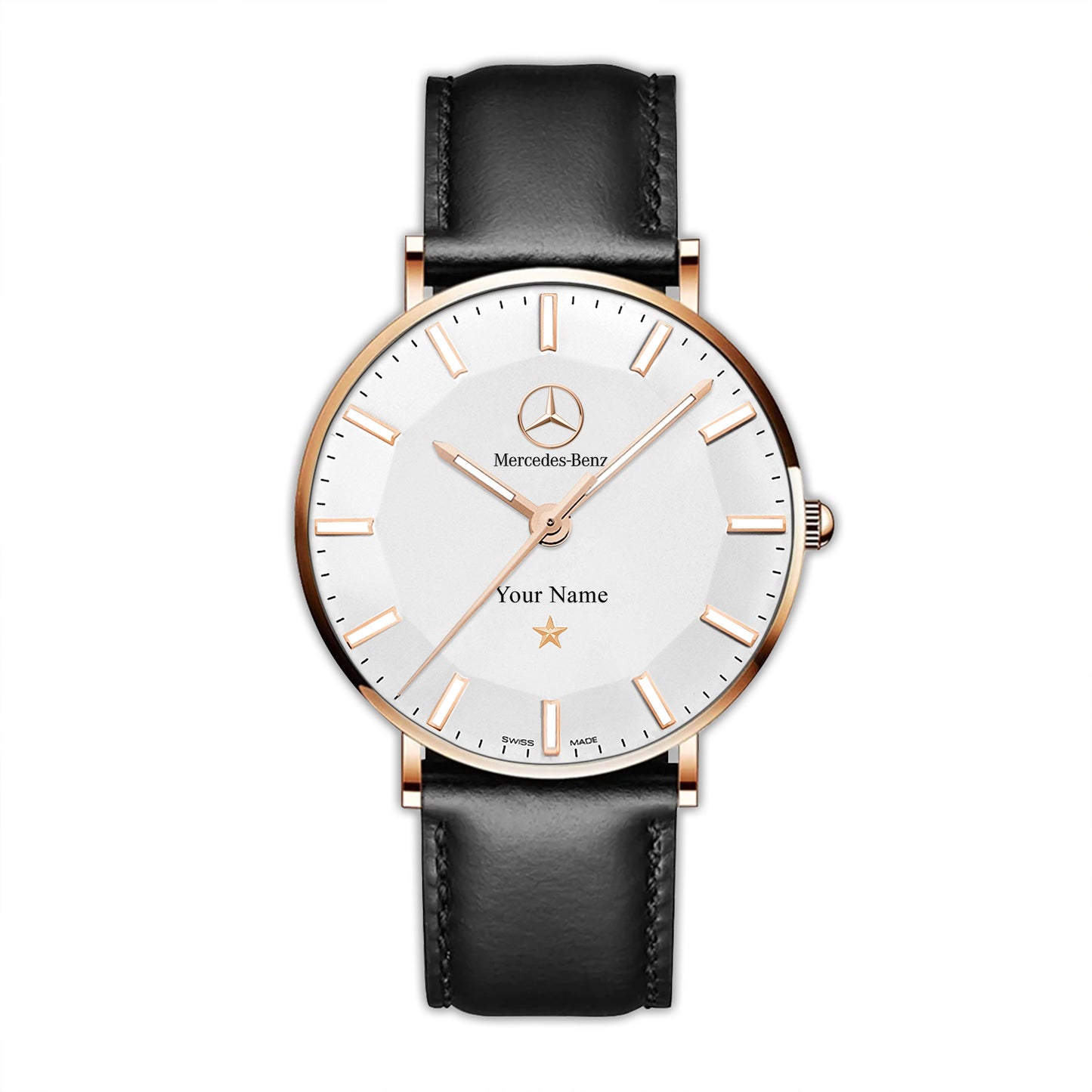 Personalized Merc Omega Quartz Leather Watch