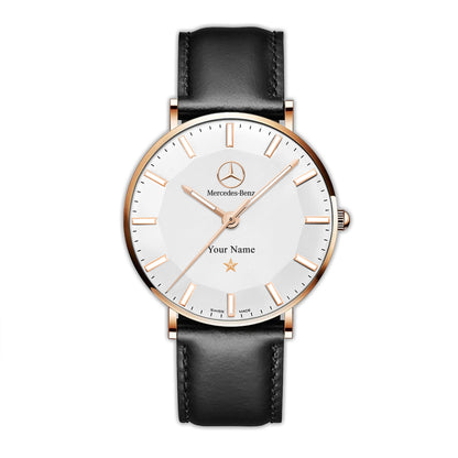 Personalized Merc Omega Quartz Leather Watch
