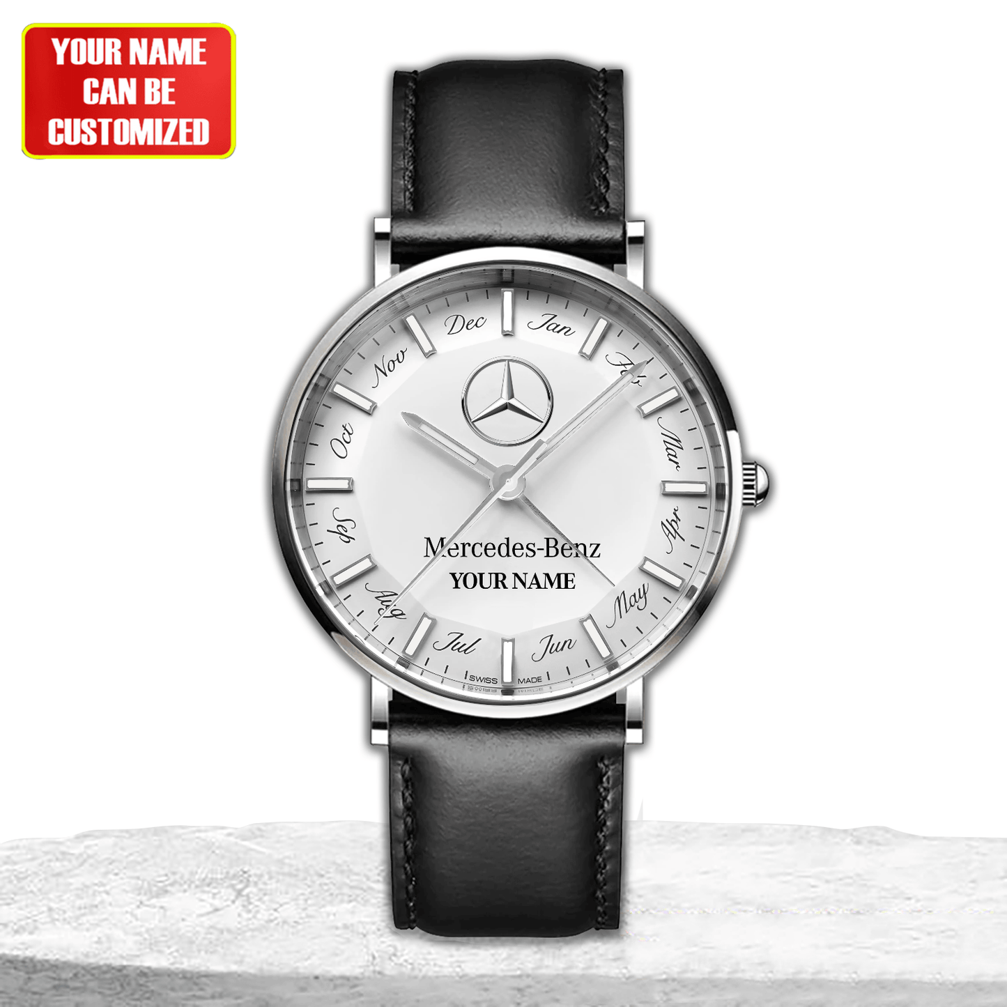 Personalized Merc Omega Quartz Leather Watch
