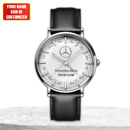 Personalized Merc Omega Quartz Leather Watch