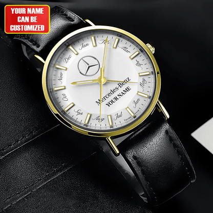 Personalized Merc Omega Quartz Leather Watch