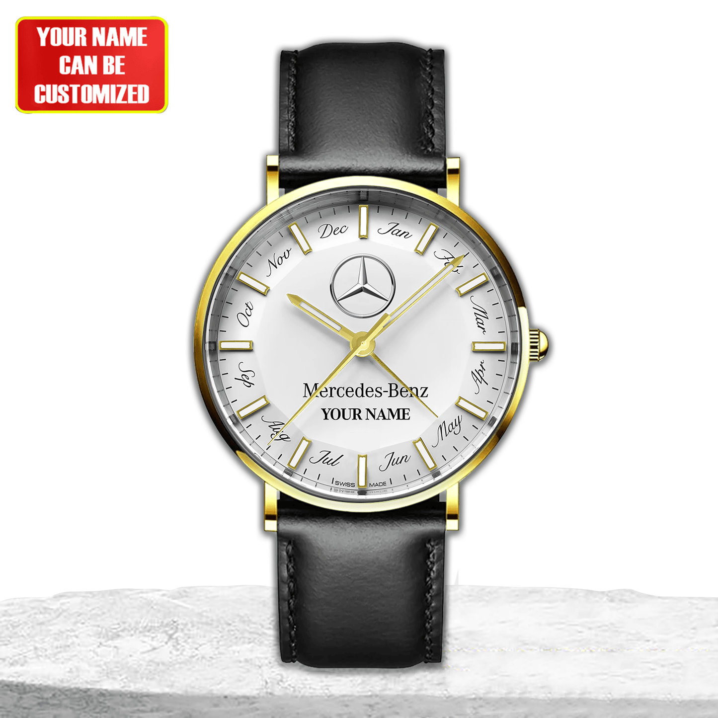 Personalized Merc Omega Quartz Leather Watch