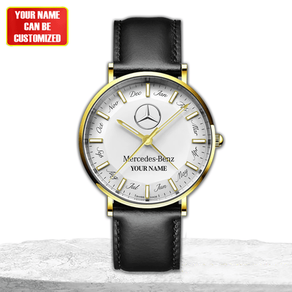 Personalized Merc Omega Quartz Leather Watch
