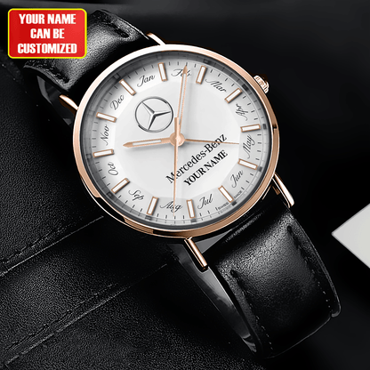Personalized Merc Omega Quartz Leather Watch