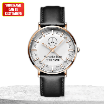 Personalized Merc Omega Quartz Leather Watch