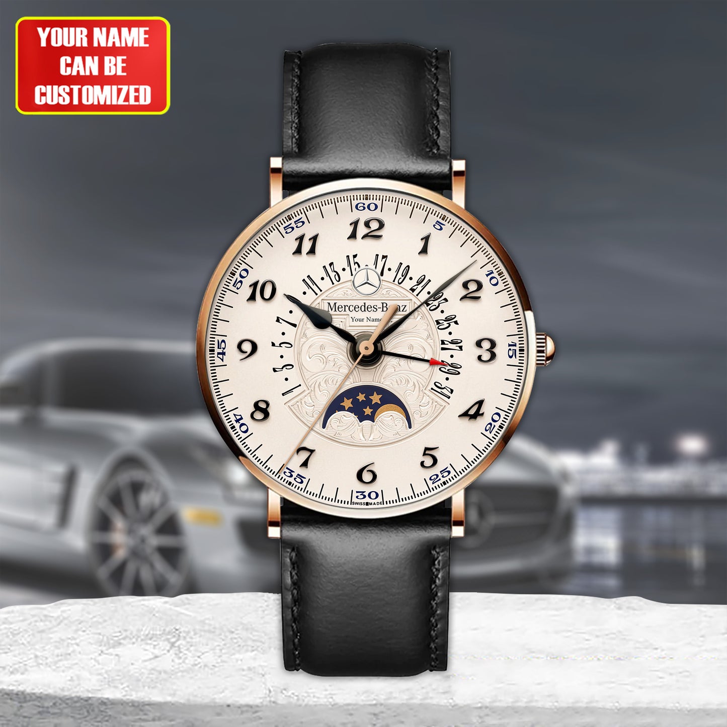 Personalized Merc Geneve Quartz Leather Watch