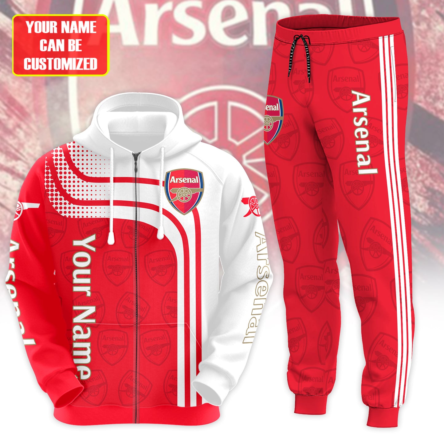 Personalized Arsenal Q3 3D All over Printed Hoodie and Sweatpants set