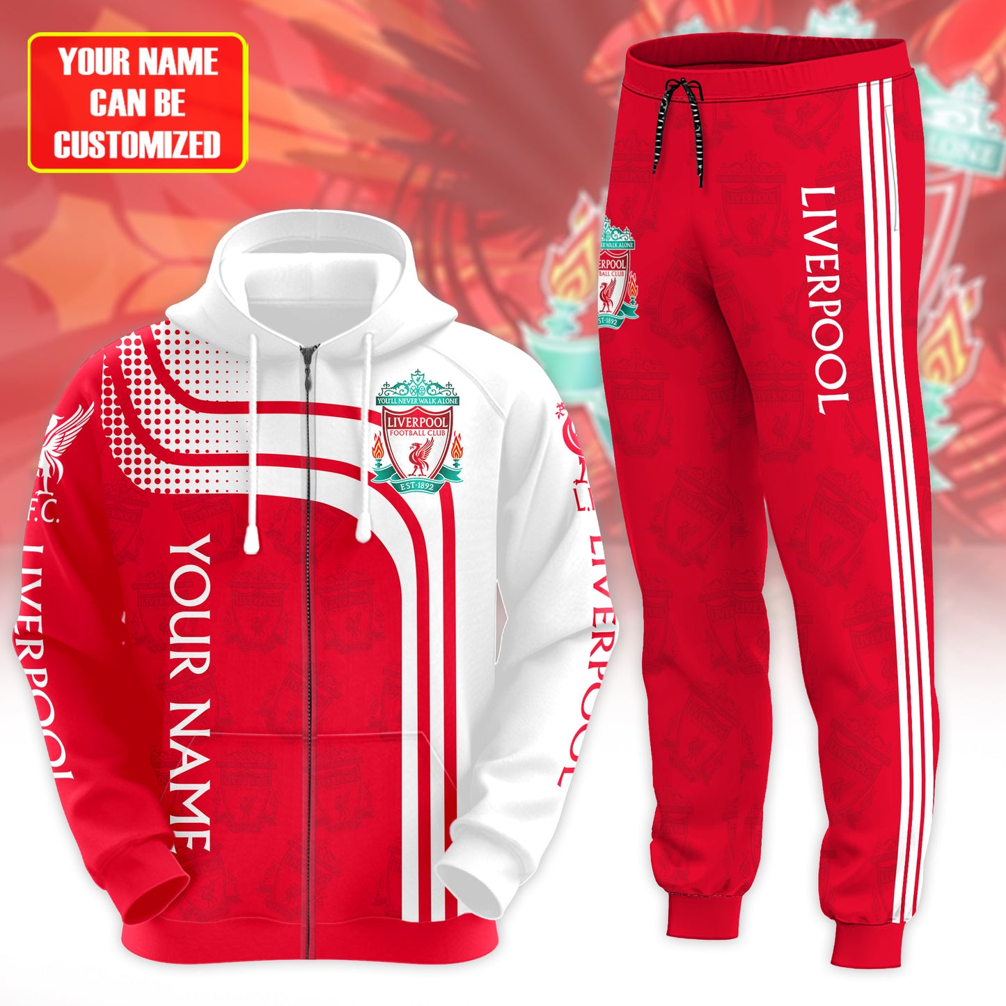 Personalized Liverpool Q5 3D All over Printed Hoodie and Sweatpants set