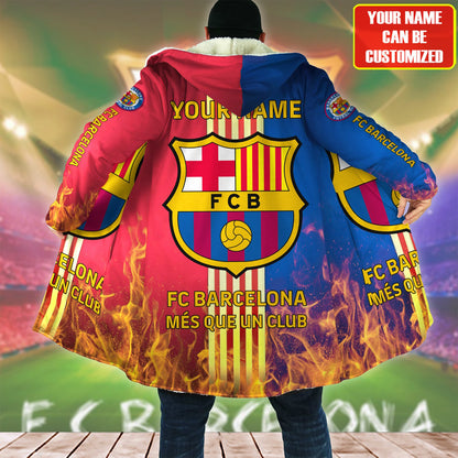 Personalized Barcelona FC Hooded Fleece Coat