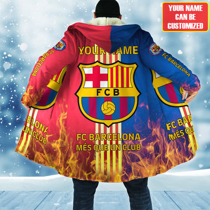 Personalized Barcelona FC Hooded Fleece Coat
