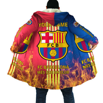Personalized Barcelona FC Hooded Fleece Coat