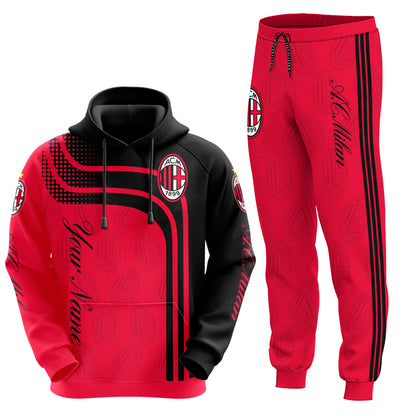 Personalized AC Milan Q3 3D All over Printed Hoodie and Sweatpants set