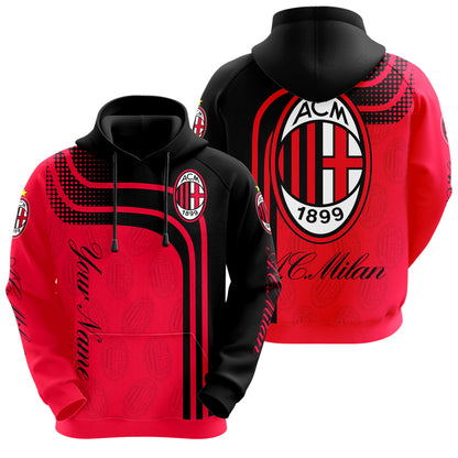 Personalized AC Milan Q3 3D All over Printed Hoodie and Sweatpants set